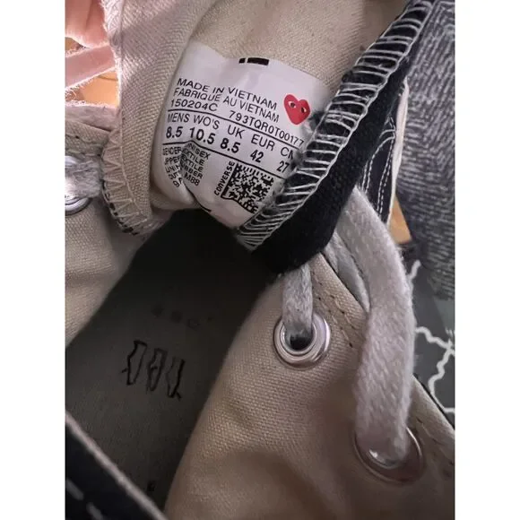 Comme des Garçons PLAY x Converse Chuck 70 Hi “Black/White/Red Heart” (2019) - Picture 4 of 7